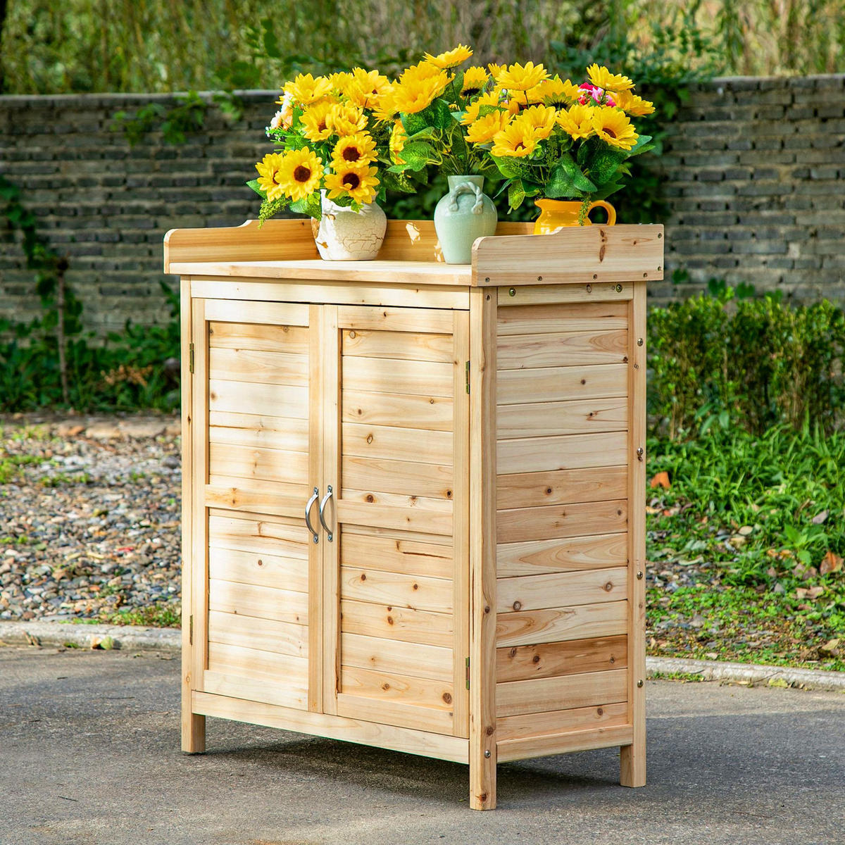 GERÄTESCHUPPEN DE-17576 2 Türen mit Einlegeboden Naturholz - Naturfarben, Holz (83/92/40cm) - ComfortXL