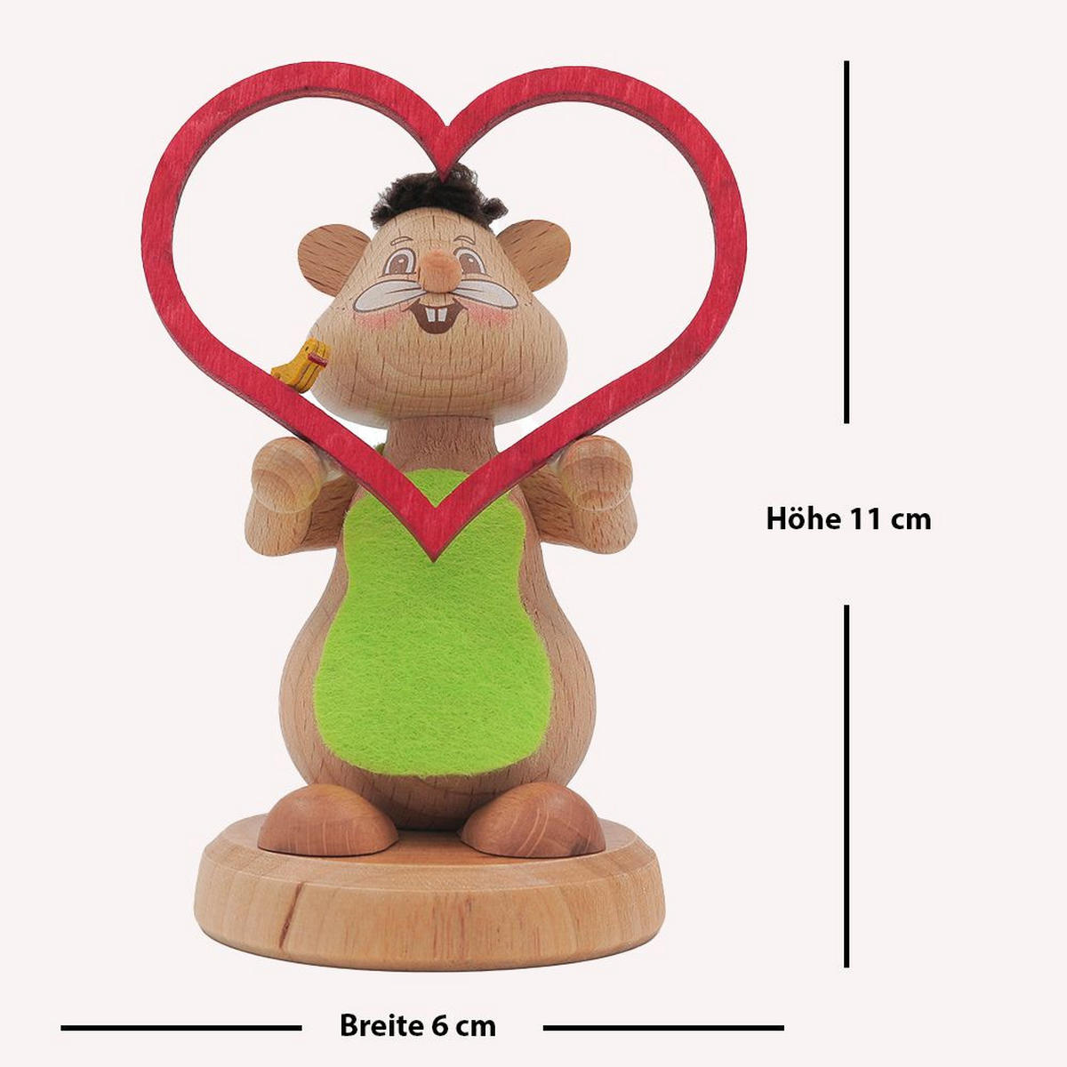 HOLZFIGUR Hamster Romantiker 11 cm - Multicolor, Metall (6/11/0.1cm)