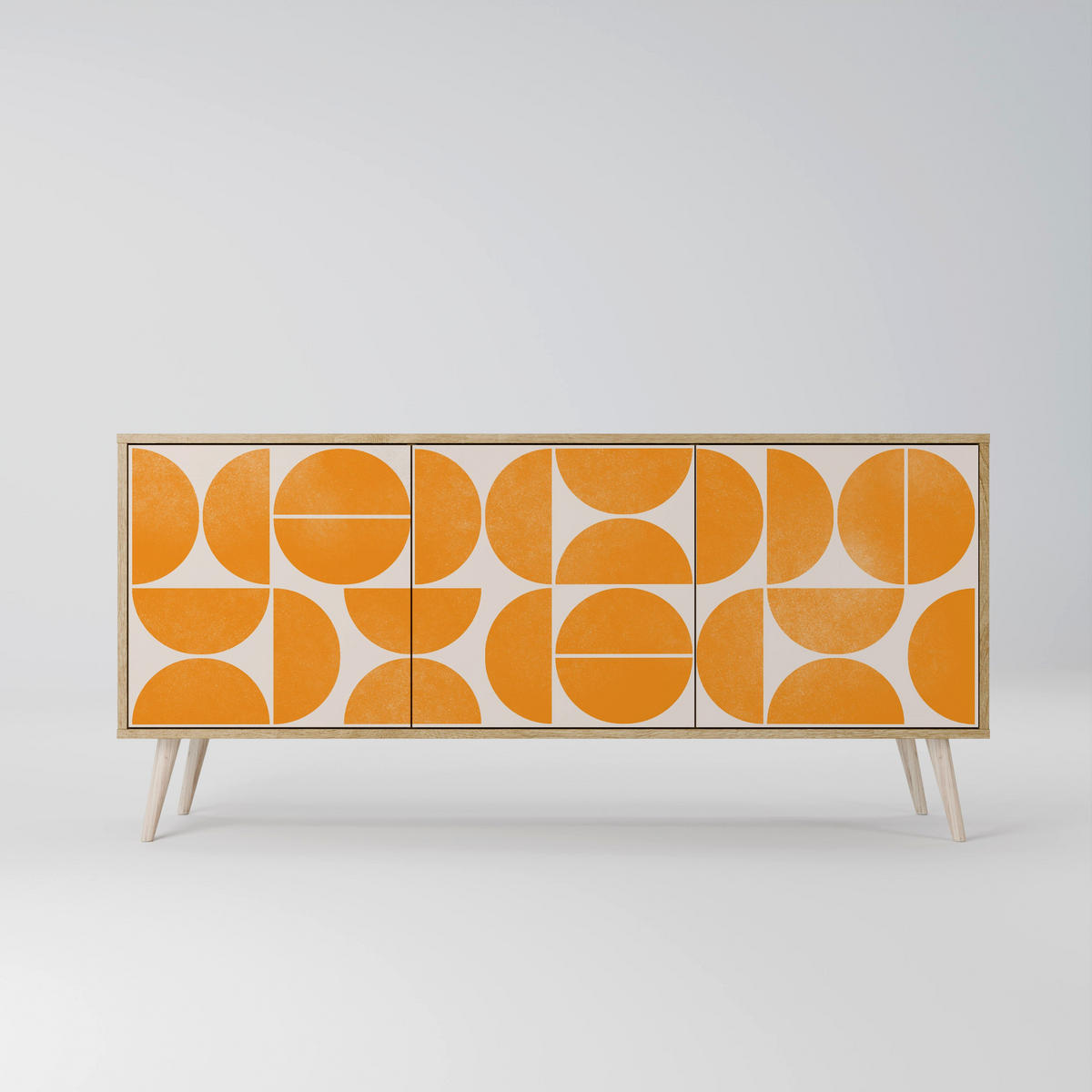 SIDEBOARD RECURRING DREAMS, Eicheneffekt, 164,5x42x77,5 cm, 3 Türen - Eichefarben/Buchefarben, Holzwerkstoff/Buchenholz (164.5/77.5/42cm) - SpaceRebels