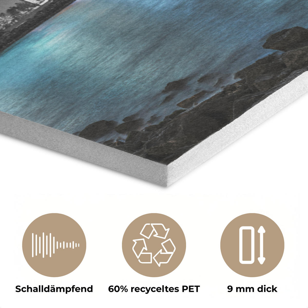AKUSTIKPANEEL New York - Skyline - Stadt - Blau 80x60 cm - Blaugrau, Textil (80/0.9/60cm) - MuchoWow