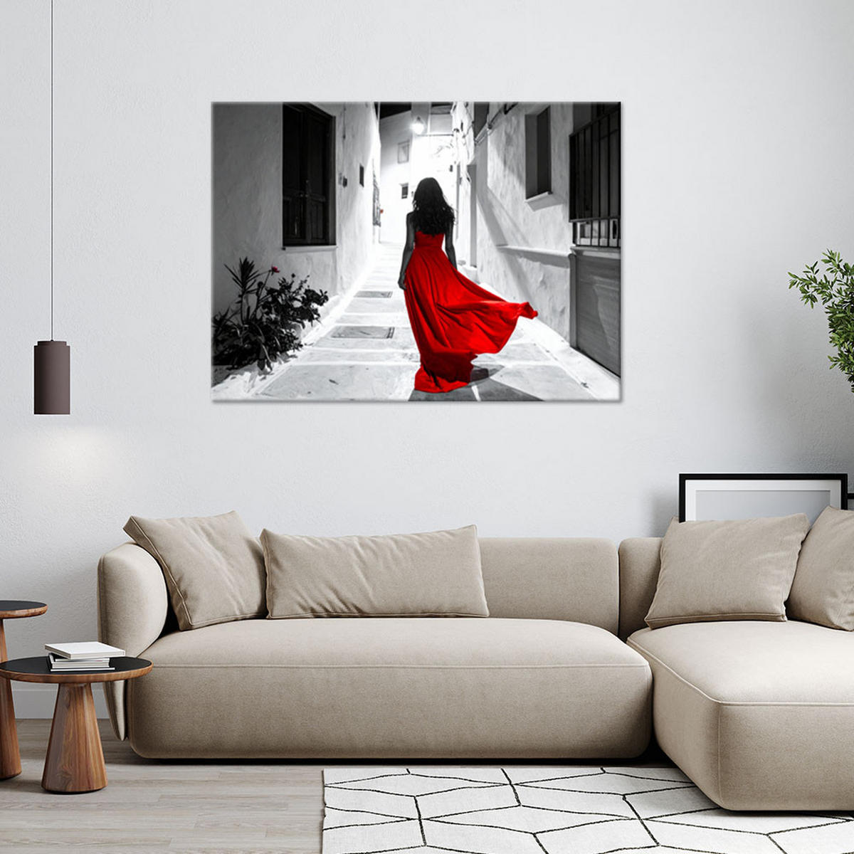 LEINWANDBILD Menschen & Charaktere 90x60cm - Rot, Textil (90/60cm) - Feeby