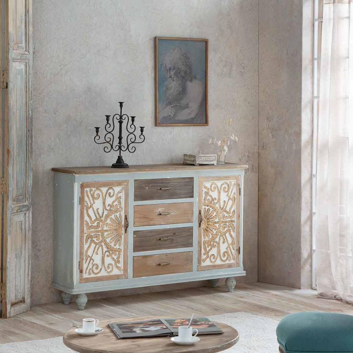 SIDEBOARD aus Holz 155x36x102 cm - Braun, Holz (155/101/36cm) - Wanderlust
