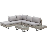LOUNGE-SET 3-tlg. Couchtisch Beistelltisch Wetterbeständig Grau + Braun - Grau, Kunststoff - Outsunny