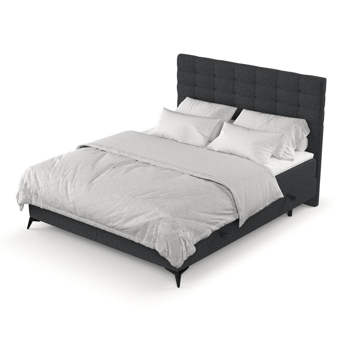 BOXBETT Niro 200/200 cm Anthrazit im Riva Stoff - Anthrazit/Schwarz, Holz/Holzwerkstoff (200/200cm) - AltaBeds
