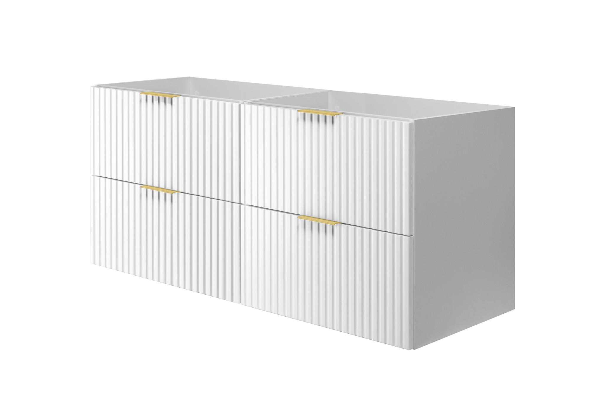 WASCHBECKUNTERSCHRANK, Weiß, 120 (2 x 60) x 57 x 46 cm, Griff Gold, ohne Arbeitsplatte - Goldfarben/Weiß, Holzwerkstoff (120/57/46cm) - 3XE LIVING