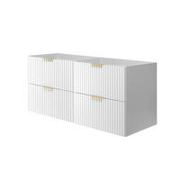 WASCHBECKUNTERSCHRANK, Weiß, 120 (2 x 60) x 57 x 46 cm, Griff Gold, ohne Arbeitsplatte - Goldfarben/Weiß, Holzwerkstoff (120/57/46cm) - 3XE LIVING