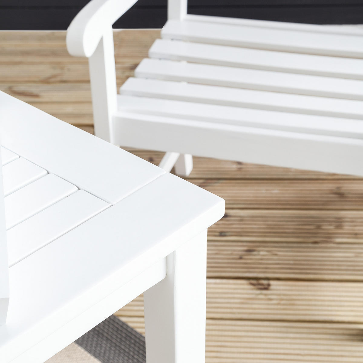 ESSGRUPPE - 4-teilig - Akazie massiv - Weiß - Weiß, Holz - home24