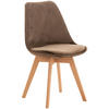 STUHL Samt dunkelbraun - Eukalyptusholzfarben/Dunkelbraun, Holz/Textil (49/83/50cm) - CLP