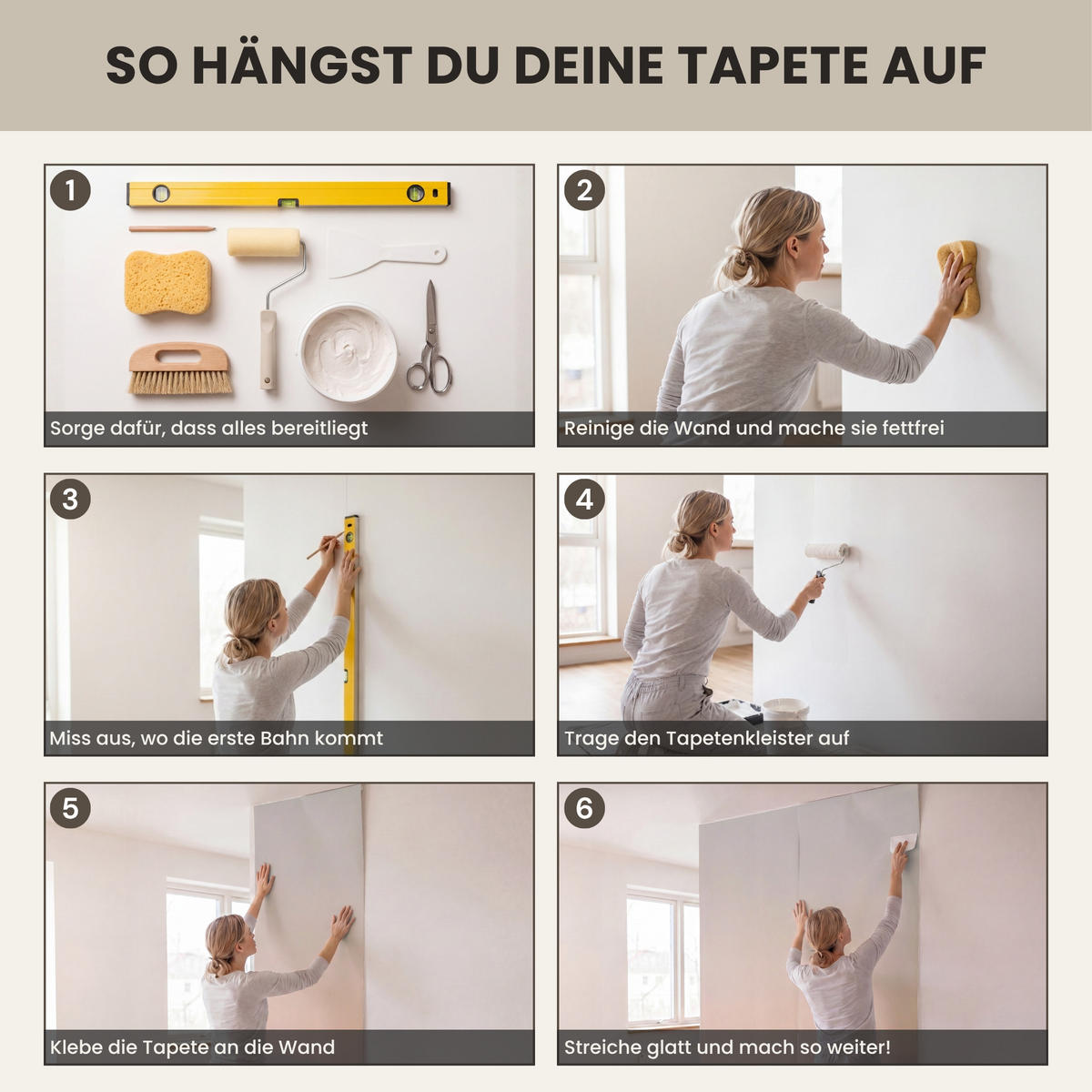TAPETE - Gras - Feld - Sonne - Natur - 450x200 cm - Sandfarben, Papier (450/200cm) - OnlyWow