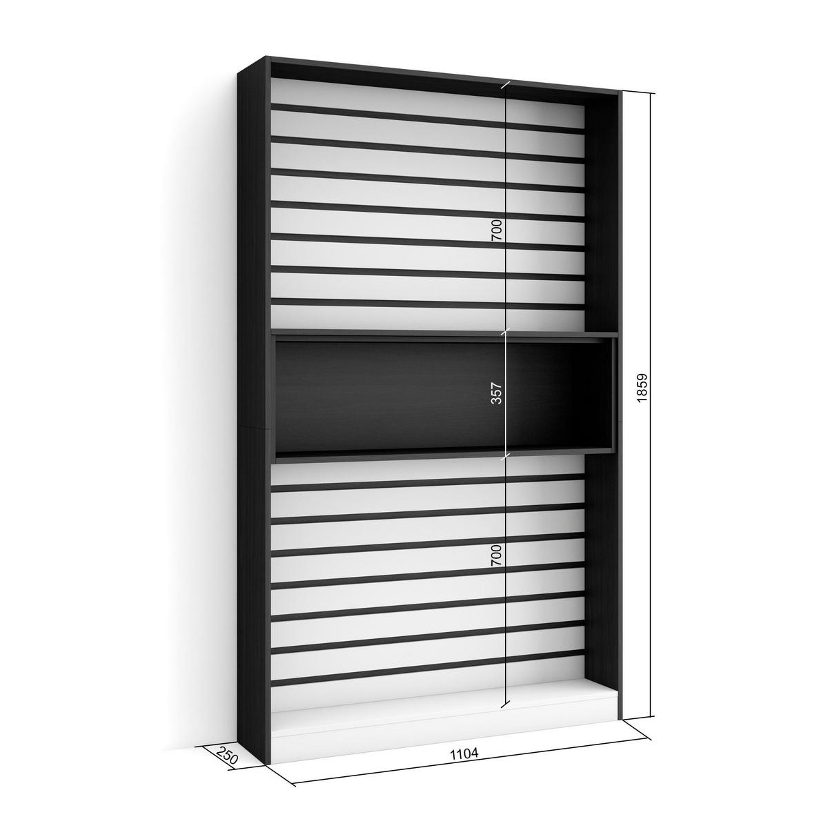 REGAL weiß und schwarz, 110/25/186cm - Schwarz/Weiß, Holzwerkstoff (110/186/25cm) - Skraut Home