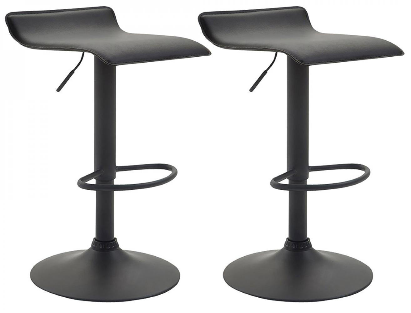BARHOCKER 2er Set Lederlook schwarz - Schwarz, Textil/Metall (36/63/39cm) - CLP
