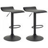 BARHOCKER 2er Set Lederlook schwarz - Schwarz, Textil/Metall (36/63/39cm) - CLP