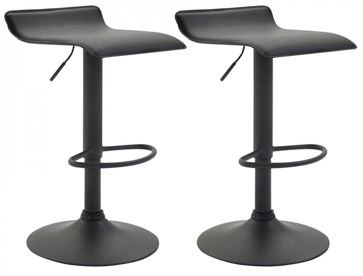 BARHOCKER 2er Set Lederlook schwarz - Schwarz, Textil/Metall (36/63/39cm) - CLP