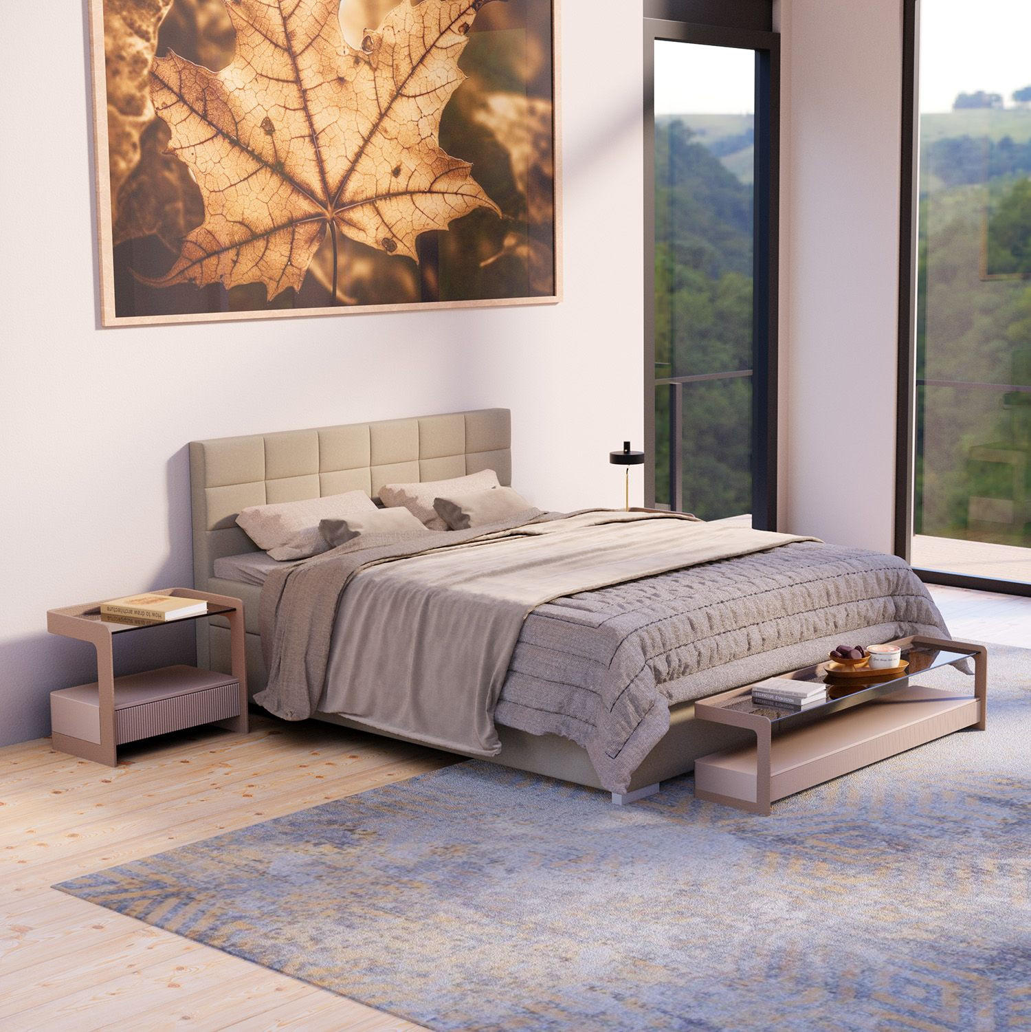 BOXBETT Seattle beige 180x200 cm Malmo-Stoff - Beige, Textil (180/200cm) - Juskys