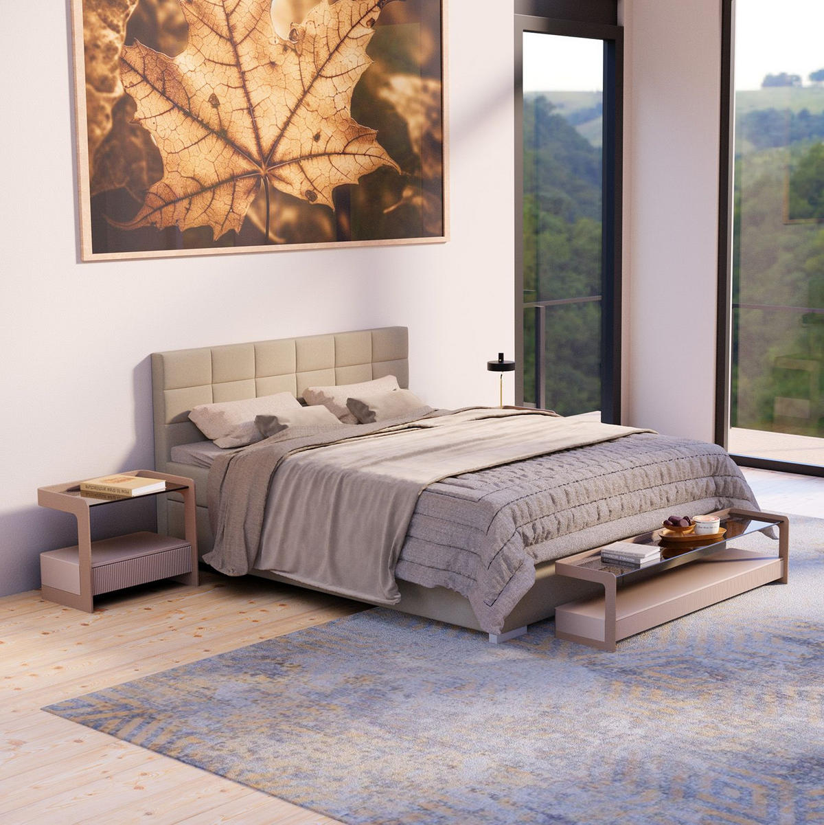 BOXBETT Seattle beige 180x200 cm Malmo-Stoff - Beige, Textil (180/200cm) - Juskys