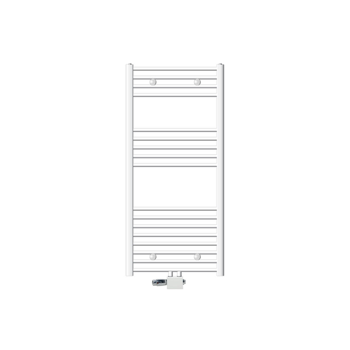 BADHEIZKÖRPER Sahara 600x1200 mm Weiß gerade mit Ventil Universal - Weiß, Metall (60/120/3cm) - LuxeBath