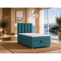 BOXBETT mit Bettkasten Trinity K10-SINGLE Bonellfederkern inkl. Topper - Hellblau, Holz/Holzwerkstoff (80/200cm) - Best For Home