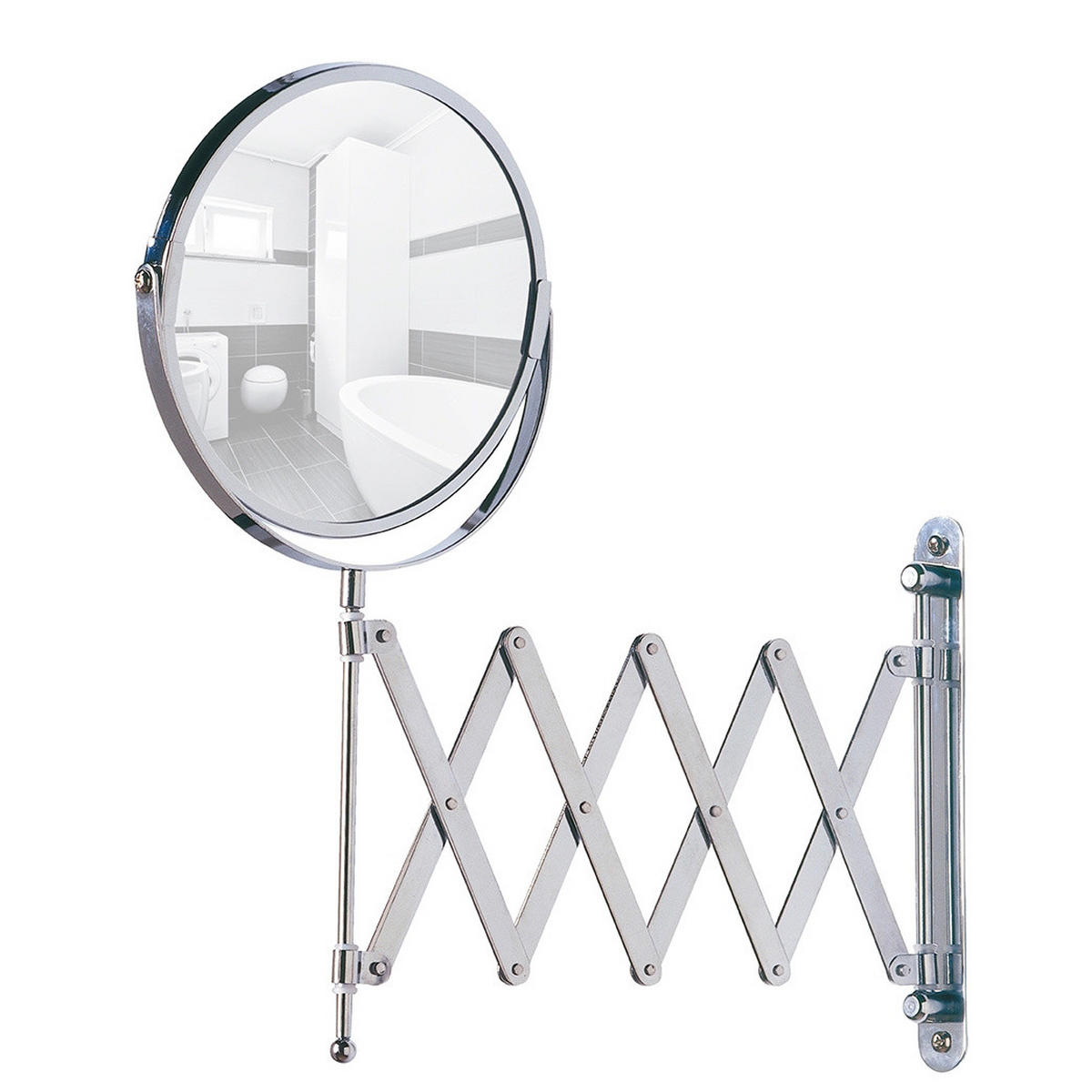WAND-KOSMETIKSPIEGEL mit Teleskoparm 90/19/38,5 cm - Silberfarben, Metall (19/38.5/90cm) - Wenko