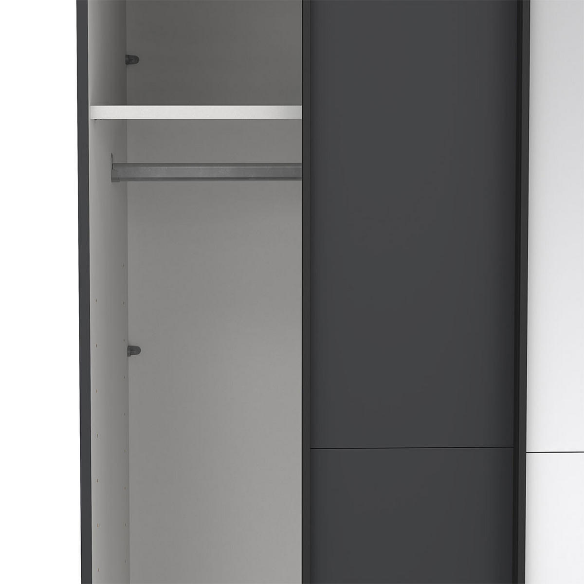 SCHIEBETÜRENSCHRANK, Como, Grau, Holzwerkstoff, 119 x 67 x 221 cm - Grau, Holzwerkstoff (119/221/67cm) - ebuy24