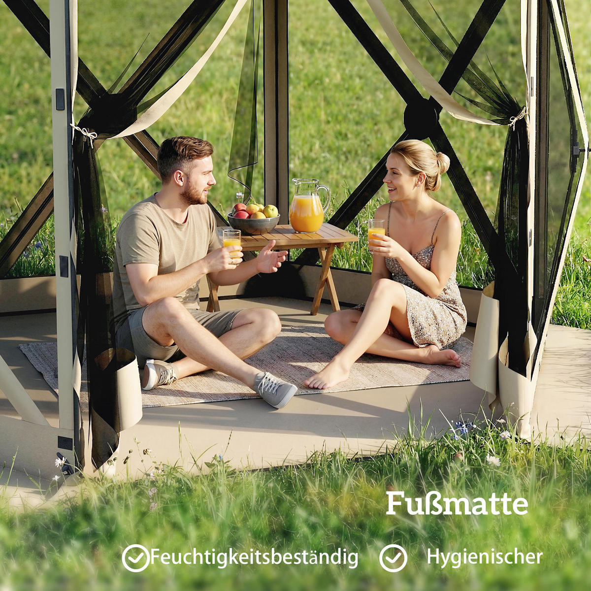 FALTPAVILLON Oxford-Stoff Khaki - Braun, Textil (260/221/300cm) - Outsunny