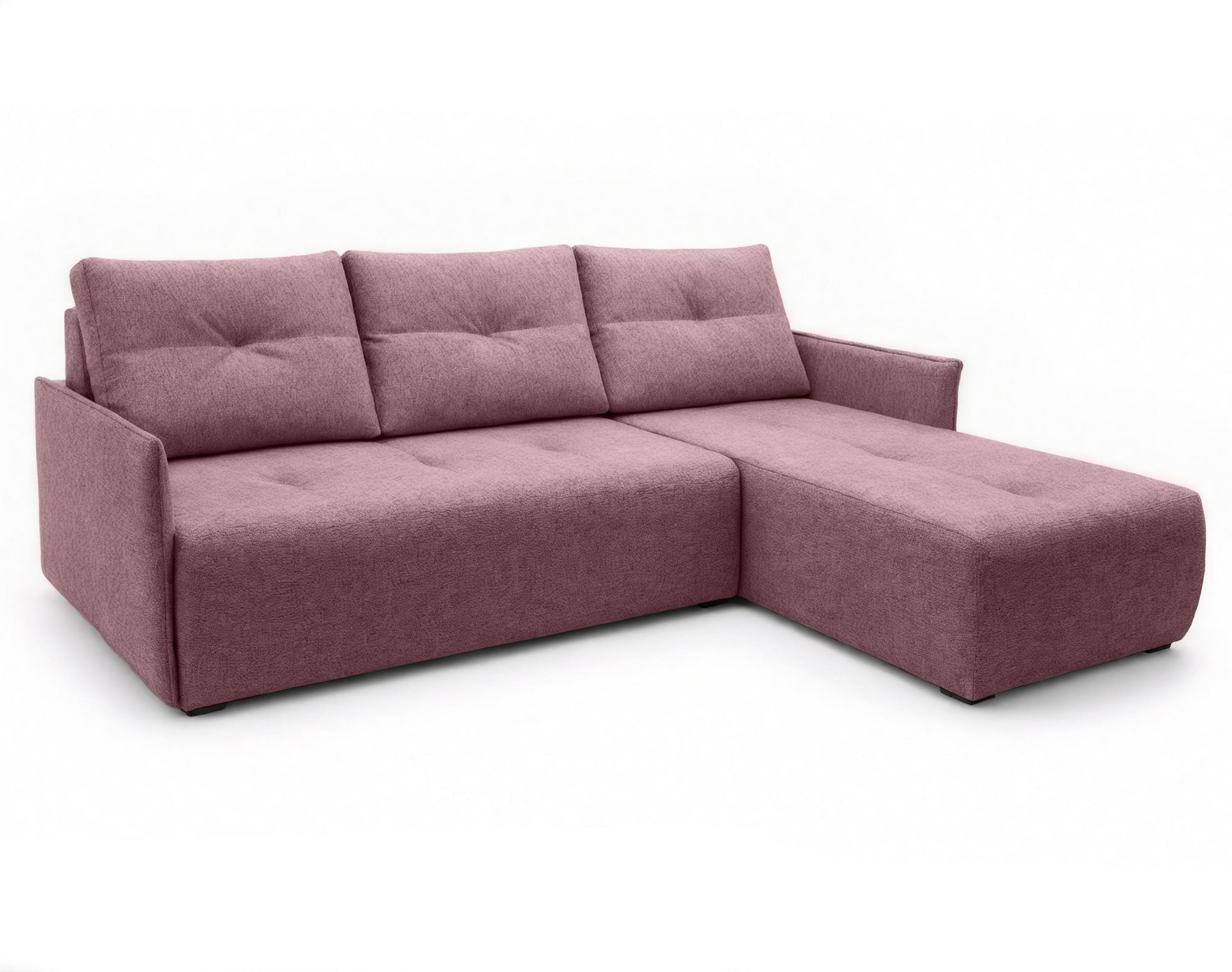ECKSOFA L Form Damascus Rosa 212/143/88 cm Rechts mit Schlaffunktion - Schwarz/Rosa, Kunststoff/Textil (212/143cm) - AX Living