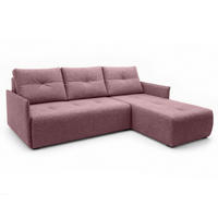ECKSOFA L Form Damascus Rosa 212/143/88 cm Rechts mit Schlaffunktion - Schwarz/Rosa, Kunststoff/Textil (212/143cm) - AX Living