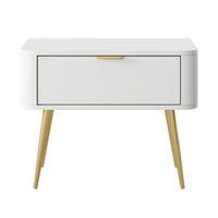 NACHTTISCH Oval Weiß 63 cm - Goldfarben/Weiß, Holzwerkstoff/Metall (62.6/49.2/38cm) - Selsey