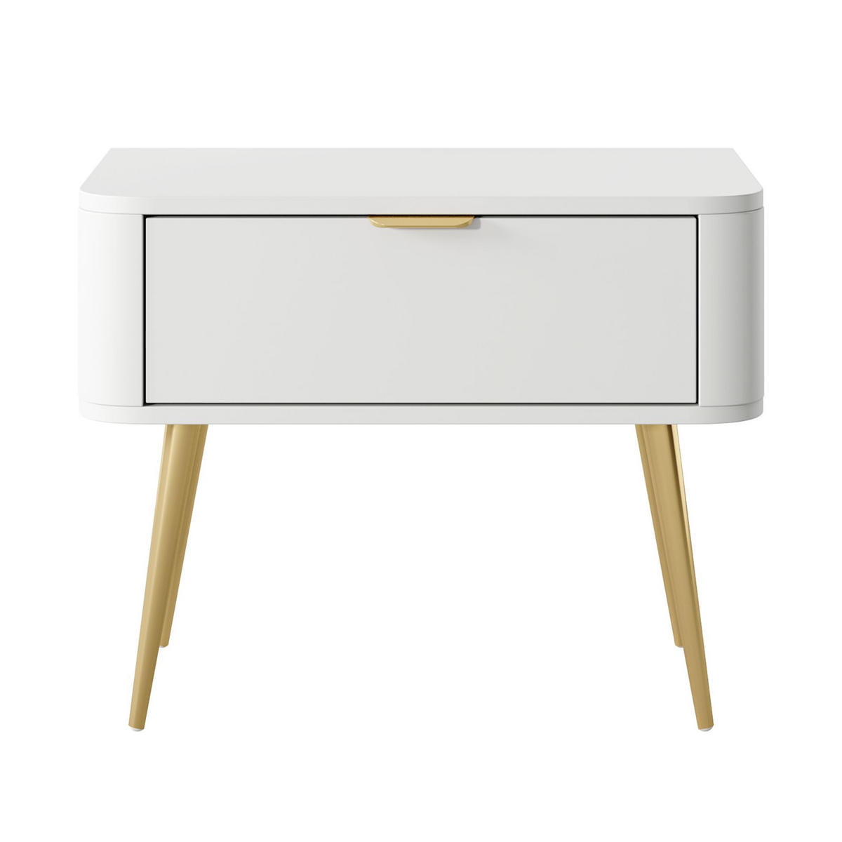 NACHTTISCH Oval Weiß 63 cm - Goldfarben/Weiß, Holzwerkstoff/Metall (62.6/49.2/38cm) - Selsey