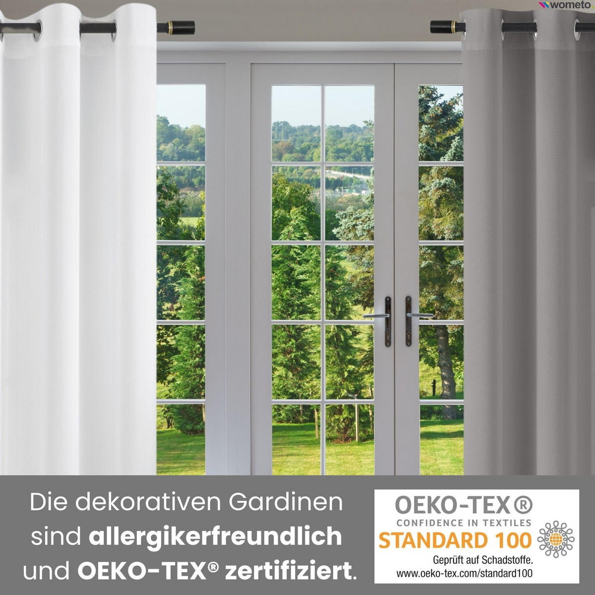 VORHANG Blickdicht grau 140/245 cm mit Ösen - Grau, Textil (140/245cm) - wometo