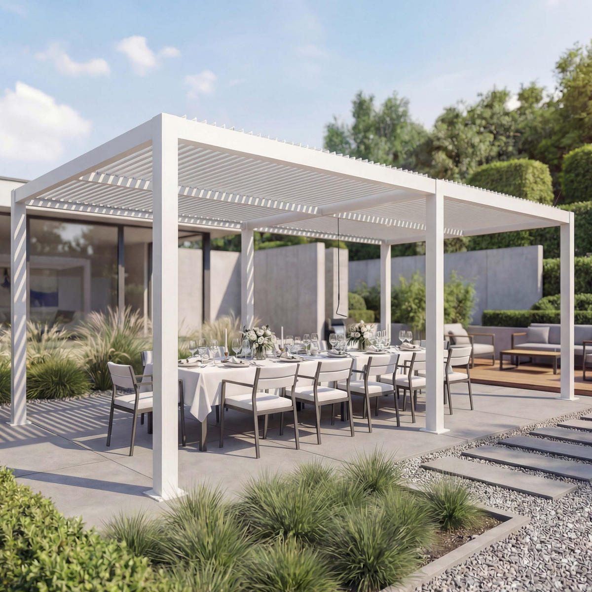 PERGOLA Weiß - Weiß, Metall (583/220/301cm) - MCW