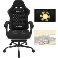 GAMINGSTUHL mit Massagefunktion, Computerstuhl Ergonomisch - Schwarz/Weiß, Kunststoff/Textil (70/127/70cm) - Woltu