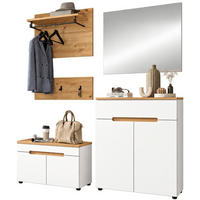GARDEROBEN-SET weiß, Eiche Artisan 5-teilig 175 cm, Komplett-Set mit Soft-Close - Weiß, Glas/Holzwerkstoff (175/190/37cm) - Inn.Furn