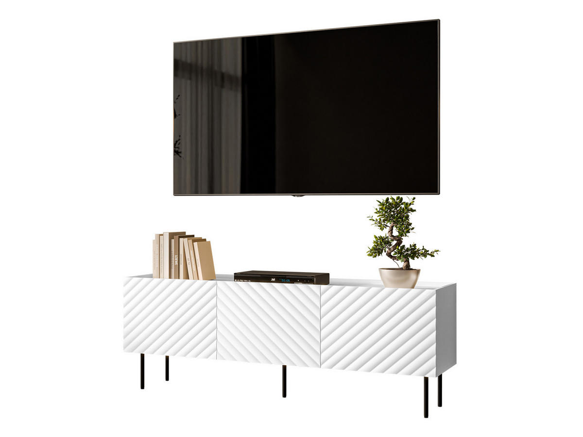 TV-LOWBOARD Lucca 165 3D - Schwarz/Weiß, Holz/Holzwerkstoff (166/59/40cm) - MIRJAN24