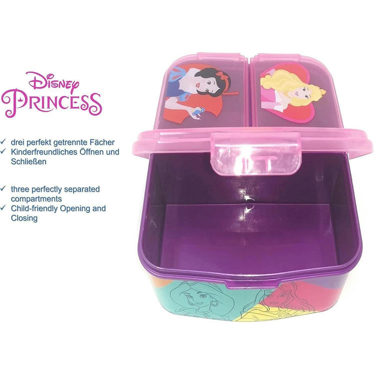 BROTDOSE mit Fächern Princess 18 cm - Multicolor, Kunststoff (14/7/18cm)