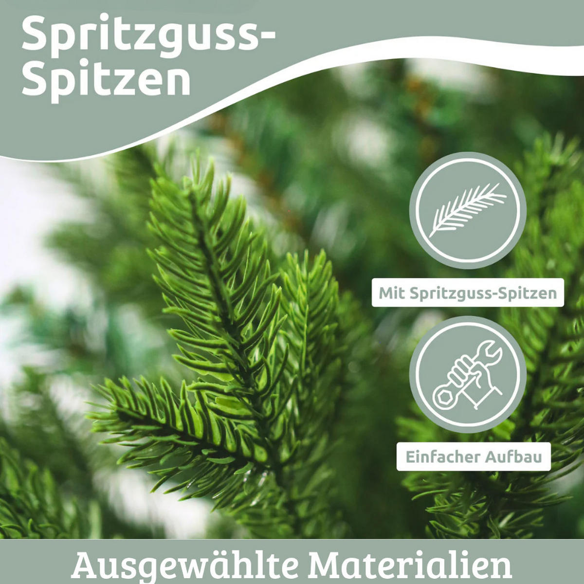 WEIHNACHTSBAUM künstlich 160 cm Inkl. Lichterkette Nordfichte Spritzguss - Grün, Kunststoff (105cm) - DELUKE