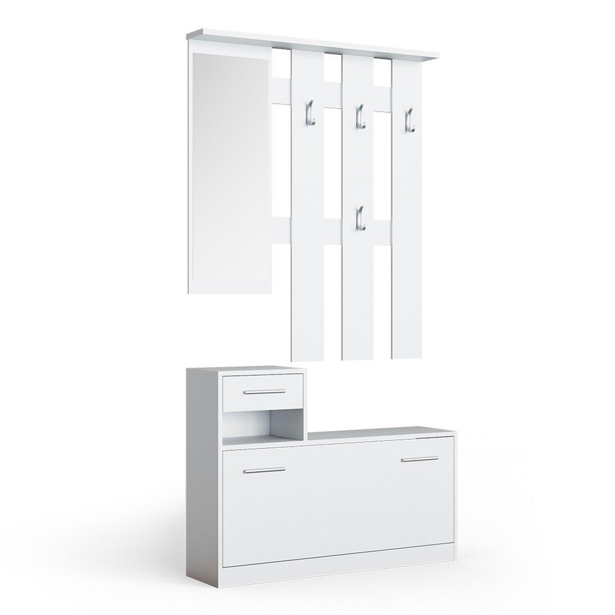 GARDEROBE Billy Weiß 100 x 111.6 cm - Weiß, Holzwerkstoff (100/111.6/27.8cm) - Vicco