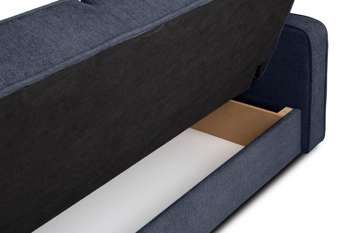 SCHLAFSOFA ORIO 3 Personen, Chenille-Stoff, Marineblau - Blau, Textil (219/90/90cm) - KONSIMO®