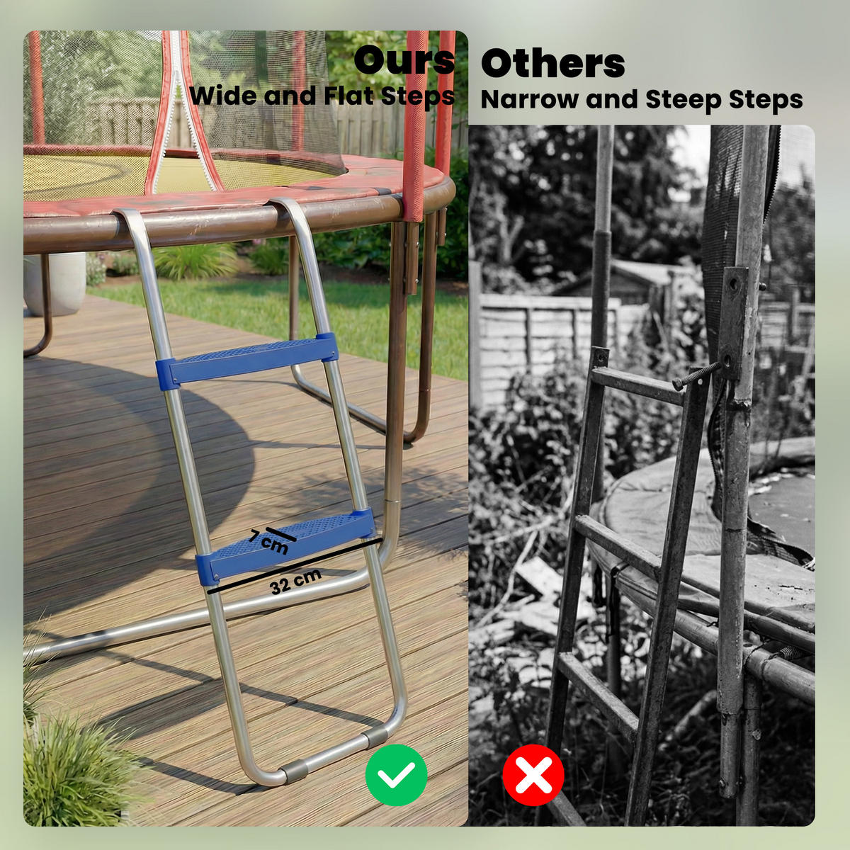 TRAMPOLINLEITER Stahl Kunststoff Blau - Blau, Metall (32/97cm) - SPORTNOW