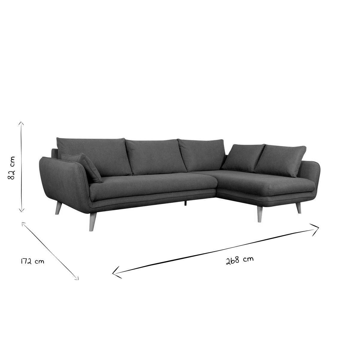 ECKSOFA Skandinavisch 5-Sitzer Stoff Beige Holz CREEP - Beige, Textil (70.5/79cm) - Miliboo