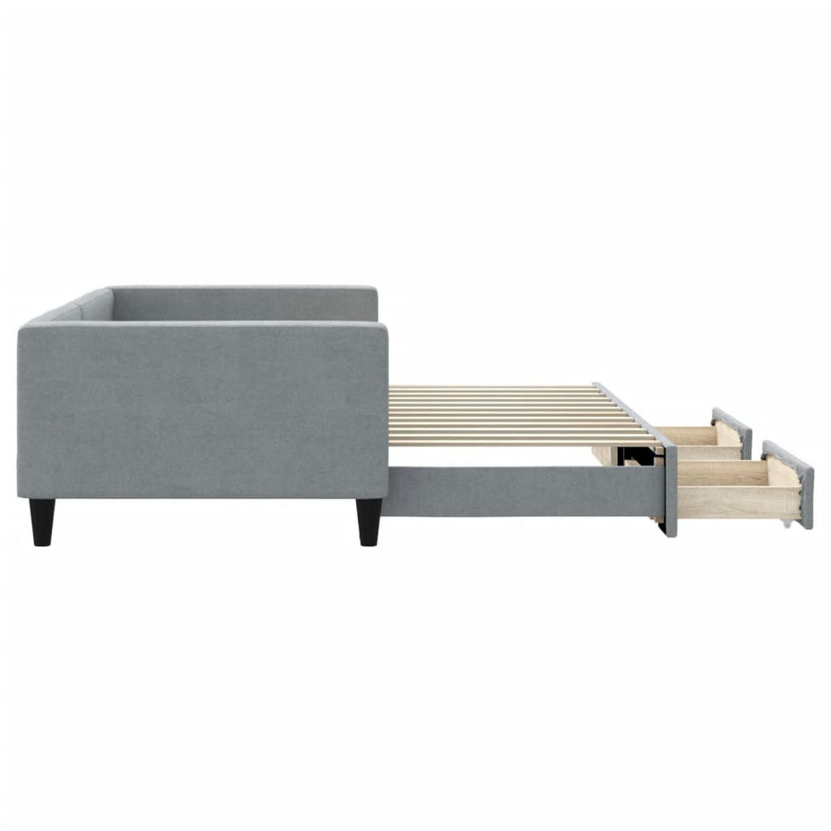 TAGESBETT Ausziehbar Mit Schubladen Hellgrau 100/200 Cm Stoff - Grau, Textil (100/200cm) - vidaXL