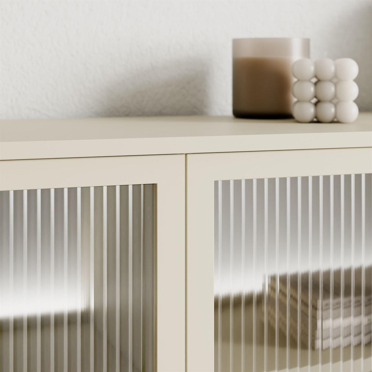 KOMMODE LINEA mit Glasfronten und LED-Beleuchtung Kaschmir - Kaschmir, Holzwerkstoff (181/83/39cm) - Lookway