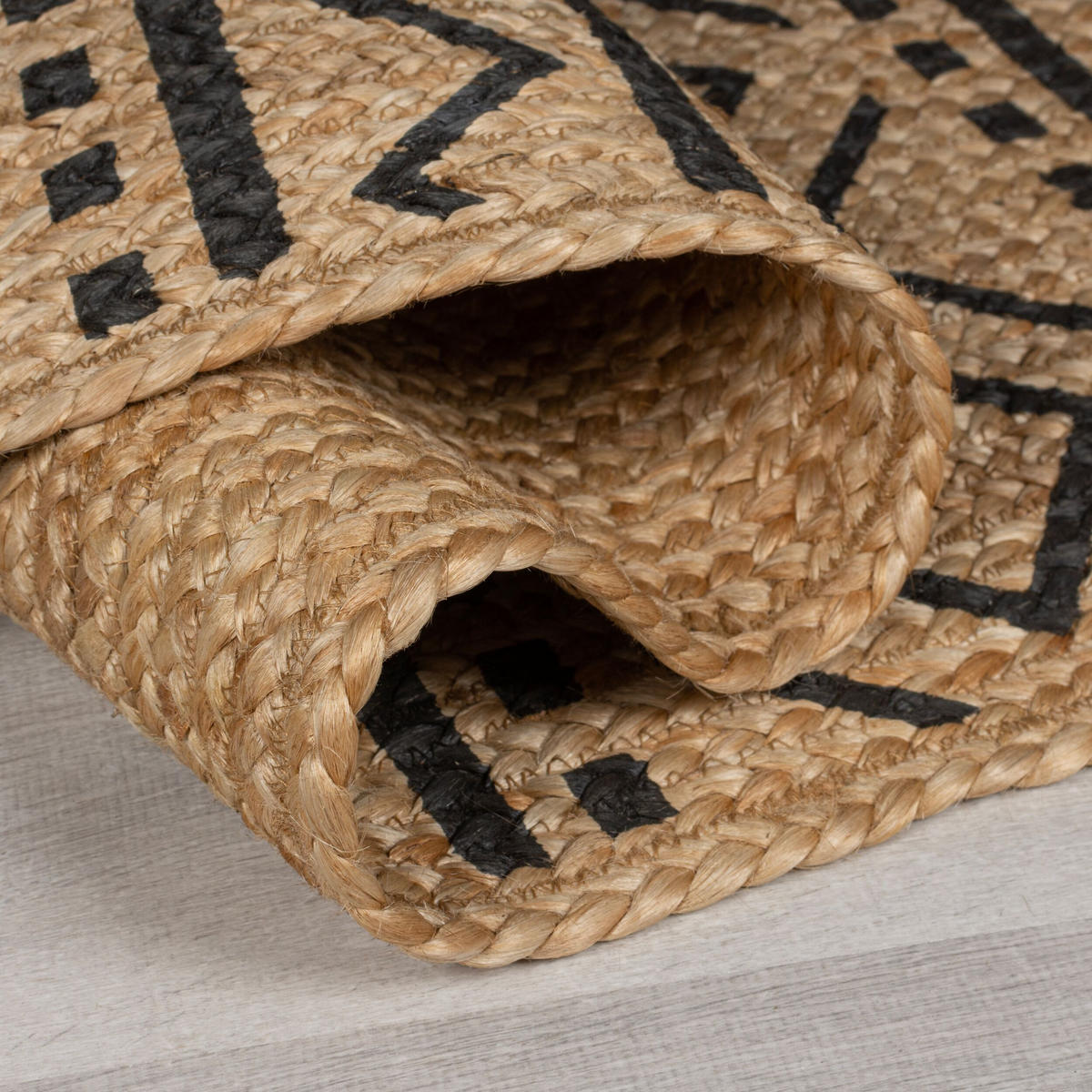 TEPPICH Jute Geometrisch-Design, nachhaltig NEATH SCOTT, Braun-Schwarz 200x290 cm - Braun, Naturmaterialien (200/290cm) - KADIMA DESIGN