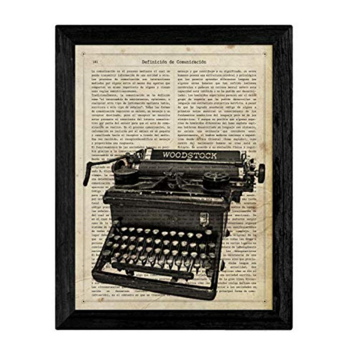 POSTER Set mit 4 Packung mit vier mit JahrgangRahmen, Schreibmaschine - Schwarz, Papier (29.7/3/21cm) - Nacnic