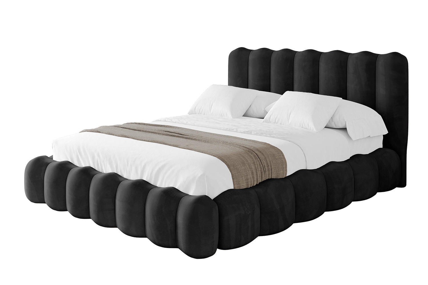 POLSTERBETT mit Bettkasten und Lattenrost, Bett mit Matratze H3/H4 - SORA 160x200 Schwarz - Schwarz, Holzwerkstoff/Textil (160/200cm) - ALTDECOR
