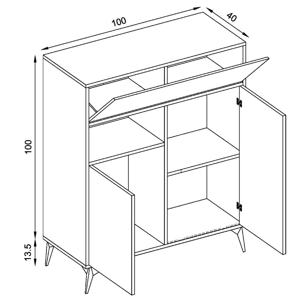 Thumbnail - Komodee Sideboard, Eiche, Anthrazit, Holzwerkstoff, 1 Fächer, Rechteckig, 100x113.5x40 cm, Wohnzimmer, Kommoden & Sidebo...
