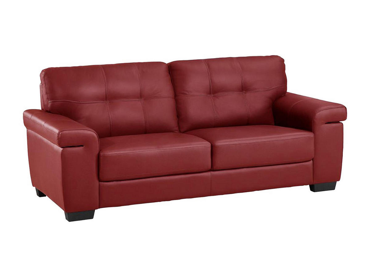 LEDERSOFA 3-Sitzer - Rot - HAZEL - Rot, Leder (207/89/93cm) - Vente-Unique