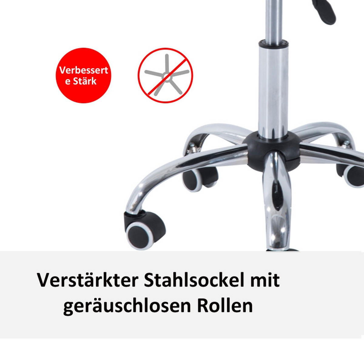 DREHSTÜHLE Rollhocker höhenverstellbar PU Metall Schwarz - Schwarz, Metall (54/78/50cm) - SHOPENTRA