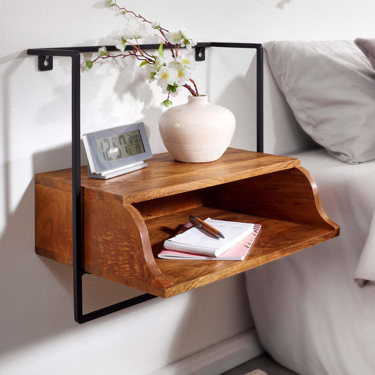 NACHTKONSOLE DILARA Holz Nachttisch - Braun, Holz (35/45/44cm) - tinkaro