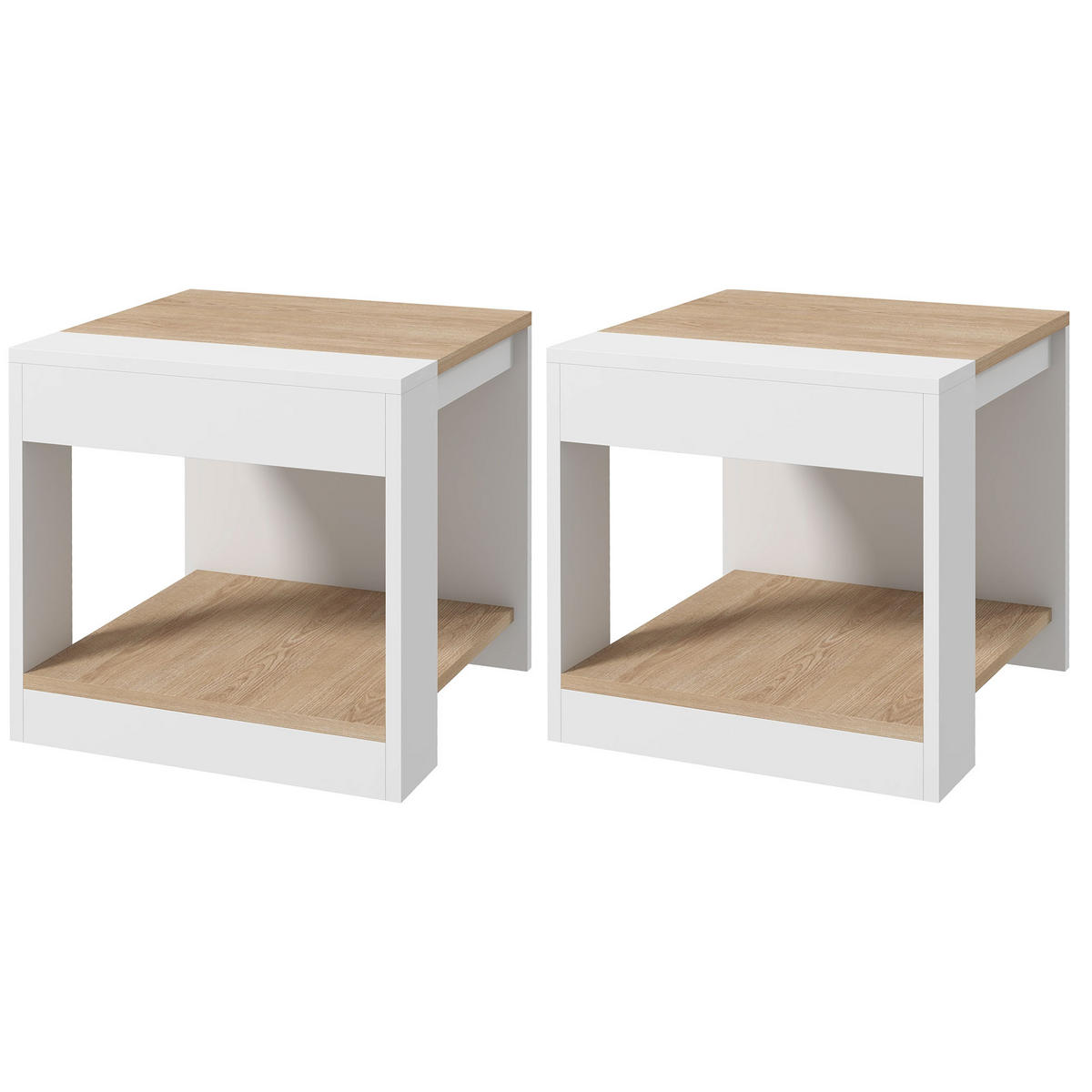 BEISTELLTISCH Weiß 2 Stück - Weiß, Kunststoff (40/40/45cm) - GiPP