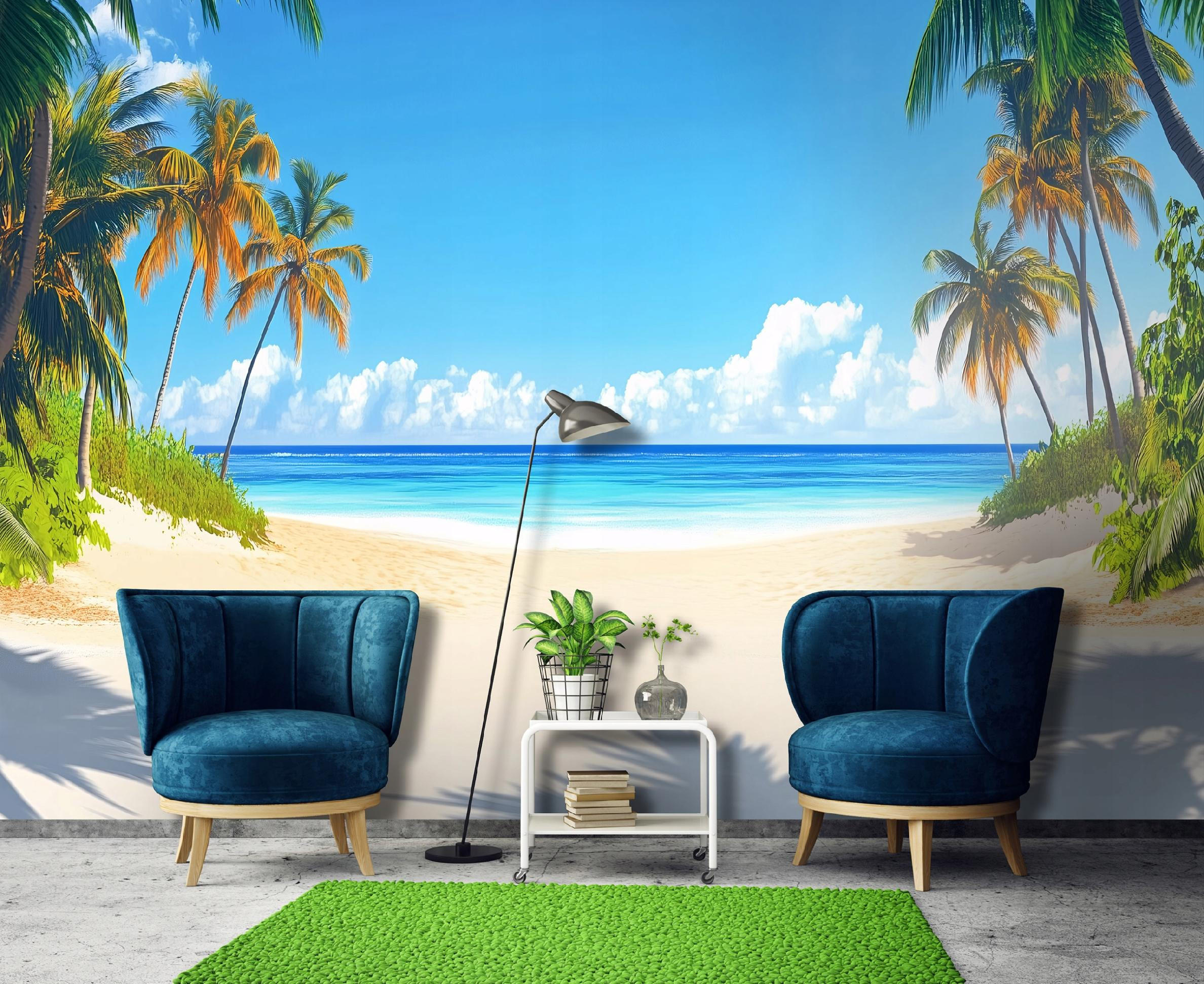 FOTOTAPETE 3D Effekt Strand Meer Natur Tapete Wohnzimmer 300x210 - Multicolor, Papier (300/210cm) - Wallarena